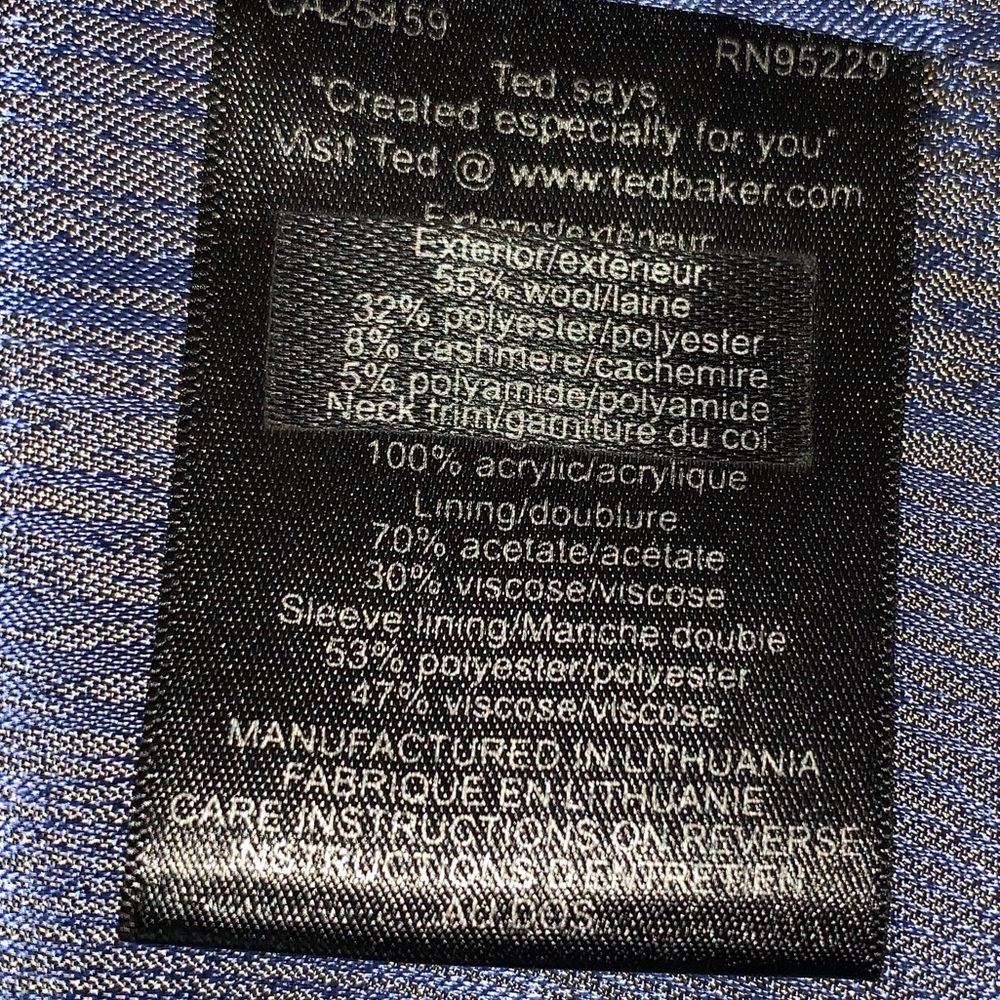 Ted Baker Men Cashmere Wool Grey Mens Coat Size 4 Large - Picture 5 of 5